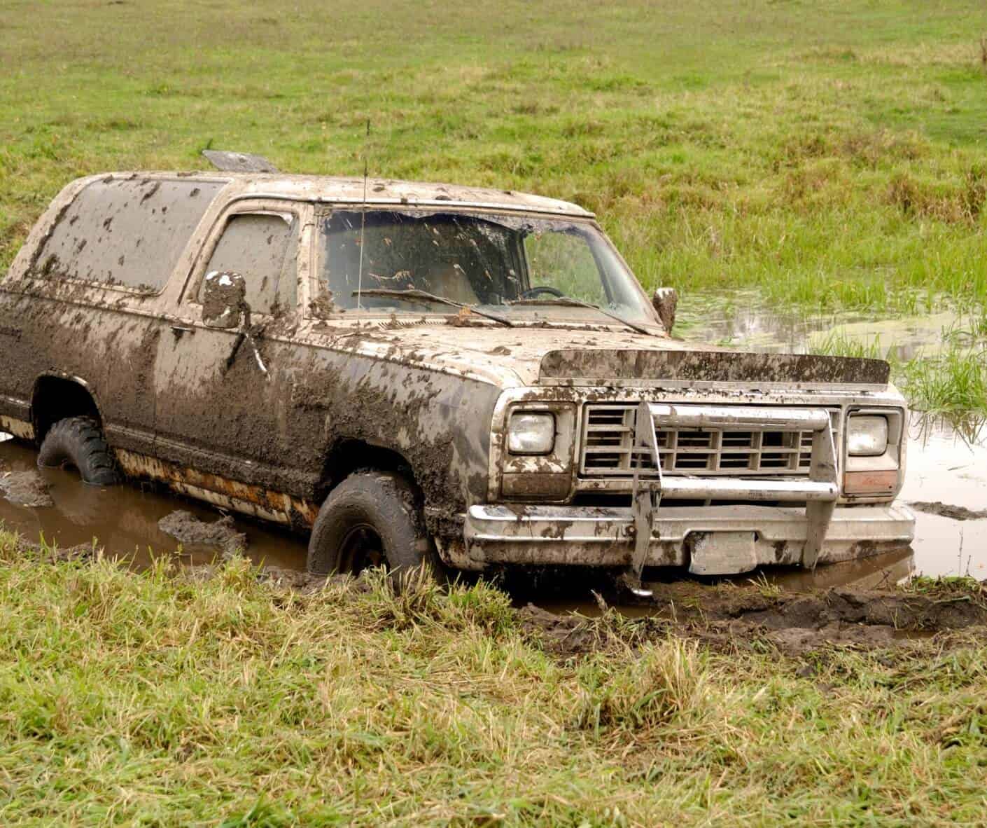 car stuck in mud